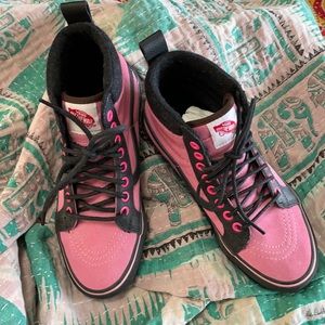 Vans high top pink and black